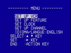 an old computer screen with the words set up vcr