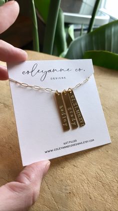 Vertical Bar Paperclip Necklace | Custom Name Necklace, Bar Necklace, Paperclip Necklace The necklace is offered in 14k Gold Filled | Materials | -Vertical bar, 30.8mm x 5.2mm 21 gauge quality 14kt gold filled/rose gold  -Vertical bar, 31mm x 5.1mm 22 gauge quality STG Silver High quality 14k delicate Gold Filled paperclip chain | Details | This necklace is handcrafted and stamped letter by letter, not machine engraved, making this piece truly unique just for you. How to personalize?  Kindly lea Minimalist Personalized Paperclip Jewelry, Necklace Bar, Paperclip Necklace, Vertical Bar Necklace, Bar Necklace Personalized, Vertical Bar, Custom Name Necklace, Gold Filled Jewelry, Bar Necklace