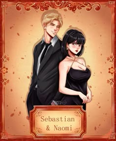 an image of a man and woman in formal clothes with the caption sebastian & naomii