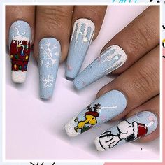 Christmas Nail Art Designs - The amazing choice of Smart Consumers - find all you need and buy them today. Click to Visit! Snoopy Christmas Nail Art, Cute Grinch Nails, Spongebob Christmas Nails, Extravagant Christmas Nails, Peanuts Christmas Nails, Cute Character Nails, Character Christmas Nails, Home Alone Nails, Christmas Snoopy Nails