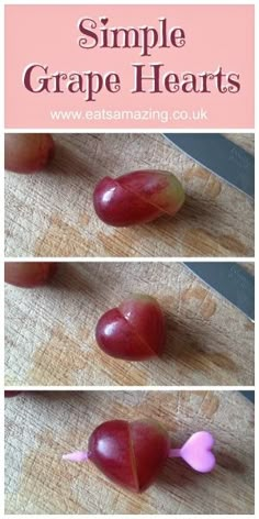 the steps to make simple grape hearts for valentine's day