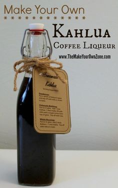 a bottle with a label on it that says make your own kahlua coffee liqueur