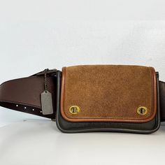 Very Rare Japanese Sling Waist And Crossbody Postal Bag By Coach. Multi Toned Leather Suede With Ample Space For All You On-The-Go Items. Long Strap Allows For Extreme Versatility. Minor Tarnishing On Hardware. Coach Belt Bag Men, Waist Bag Leather, Bum Bag, Waist Bag, Very Rare, Leather Bag, Leather