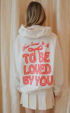 How sweet it is to be loved by you! If you're all in love, this cream colored hoodie is for you! We love the pink and red graphic complete with a trendy bow detail. Amanda is 5'8" and is wearing size XL Phoebe is 5'2" and is wearing size medium Use code BACH20 for 20% off an order of 6+ items from the bridal collection. Some exclusions apply. WE ONLY OFFER STORE CREDIT FOR RETURNS! Feel free to email us at orders@shopriffraff.com or DM us with any questions regarding fit, styling, or our return Trendy Bows, Love Hoodie, Bridesmaid Thank You, Bride Getting Ready, Pink Girly Things, Cute Preppy Outfits, Shades Of Beige, To Be Loved, This Is Love