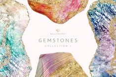 the cover art for gemstones collection 1 is shown in gold, blue and pink