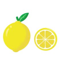 an orange and a lemon on a white background