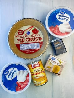 the ingredients needed to make an ice cream pie