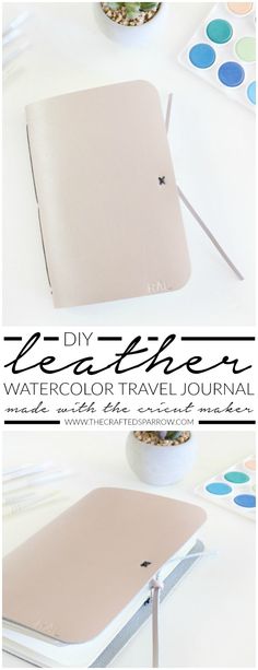 the diy leather watercolor travel journal is ready to be used as a notebook