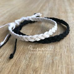 "These lovely bracelets are made with hemp cord. Designed for couples. The \"Hers\" bracelet closes to around 6.5\". It opens to around 9\" inches. The \"His\" bracelet closes to around 7\". It opens to around 10\" inches." White Braided Friendship Bracelets, White Braided Friendship Bracelet, White Braided Bracelet For Friendship, White Friendship Bracelets With Waxed Cord, White Waxed Cord Friendship Bracelets, White Braided Bracelets With Adjustable Waxed Cord, White Braided Bracelet With Adjustable Waxed Cord, Diy Bracelets For Boyfriend, His And Hers Bracelets