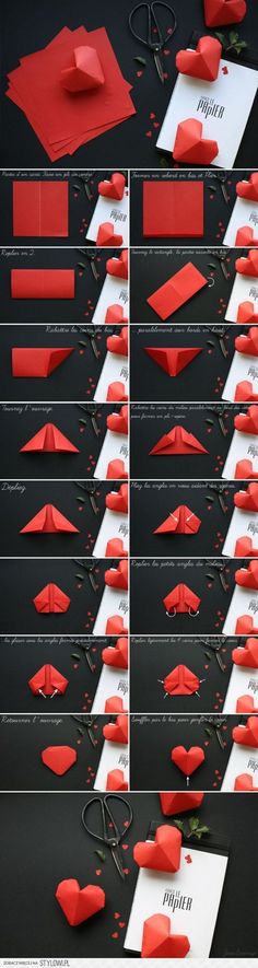 the instructions for how to make an origami heart