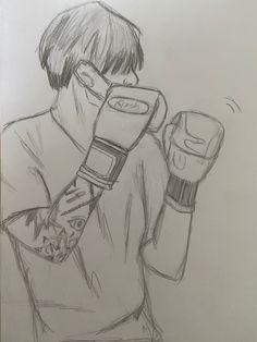 a drawing of a man holding a cell phone up to his face with both hands