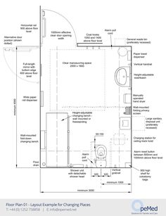 the floor plan for a bathroom with an attached shower and toilet, including two separate areas