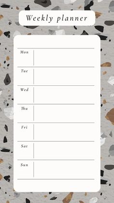 a printable weekly planner with rocks on it