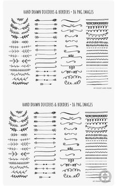 hand drawn dividers and borders - the printable images are also available for purchase