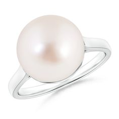 This solitaire pearl ring brings with it effortless style and timeless elegance. The round South Sea cultured pearl in white is set in pegs for maximum prominence. Crafted in 14K white gold, this cultured pearl ring is all you need to infuse a hint of sophistication to your look. South Sea Pearl Ring, Cultured Pearl Ring, Gold For Women, Girls Ring, Pearl Rings, June Birthstone Jewelry, Sea Pearl, Gift For Her Birthday, June Birthstone