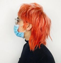 Experimental Haircut, Orange Mullet, Enby Hair, Styles Wigs, Hair Orange, Mullet Haircut, Fresh Haircut, Punk Hair, Hair And Beauty