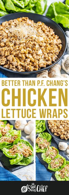 chicken lettuce wraps with text overlay