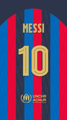 the number ten jersey for messi's soccer team is shown in red, blue and yellow