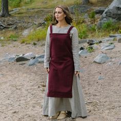 Viking Apron, Viking Apron Dress, Aged Clothing, Type Of Dress, Viking Dress, Turtle Brooch, Viking Women, Viking Clothing, Viking Woman