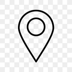 a black and white map pointer icon on a transparent background, with no image or text