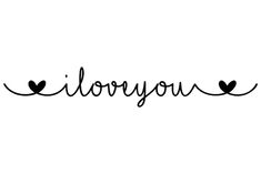 the word i love you written in cursive writing on a white background with hearts