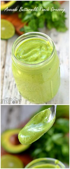 avocado buttermilk ranch dressing in a mason jar