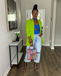 ~Recap of the OOTD~ Shop your closet, reimagine your pieces, and play with color! Watch the previous reel for step by step details! 💚💙 . . . . ✨What I’m wearing: *Blazer, top, and jeans: @zara. All pieces are old. The jeans are balloon/barrel style. Zara currently has different styles of these jeans in stock. *Heels: @aldo_shoes *Purse: @brahmin (old) *Earrings and chunky gold bangles: @itsallculture_statementjewelry *Silver bracelets and Apple Watch band: @amazonfashion. All are linked o... Bracelets And Apple Watch, Old Sunglasses, Old Earrings, Shop Your Closet, Blazer Top, Aldo Shoes, Apple Watch Band