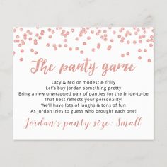 the pink confetti game card