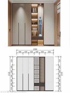 an image of closets with doors and shelves in the same room as shown below