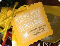 a sign that says sending you a little box of sunshine is brighten your day