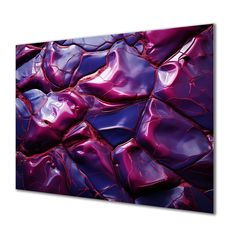 an abstract painting with purple and red colors on the canvas, it looks like something out of