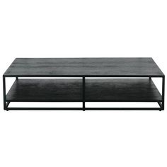 a black coffee table with two shelves on each side