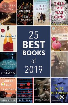 the 25 best books of 2019 are featured in this collage with text overlays