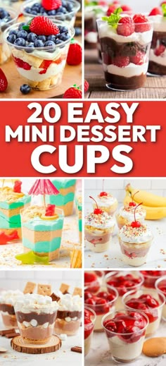 20 easy mini dessert cups with the title overlay