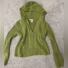 Dkny Green Hoodie Size Small, Never Worn, Perfect Condition, Zipper And Pockets Green Casual Hooded Jacket For Cold Weather, Green Casual Tops For Cold Weather, Casual Green Tops For Cold Weather, Casual Green Sweater For Cold Weather, Fall Hoodie Sweater, Warm Fall Hoodie Sweater, Warm Hoodie Sweater For Fall, Comfy Hooded Spring Outerwear, Casual Winter Hooded Jacket Cozy Fit