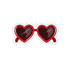 two heart shaped glasses stickers on a white background