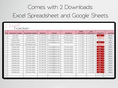 an excel spreadsheet and google sheets is displayed on a computer screen with the text comes with 2 downloadeds