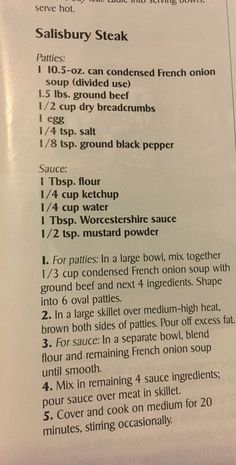 a recipe book with instructions on how to make steaks and sauces in it