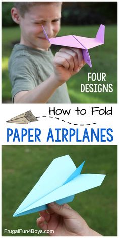 how to fold paper airplanes in four easy steps with pictures and instructions for beginners