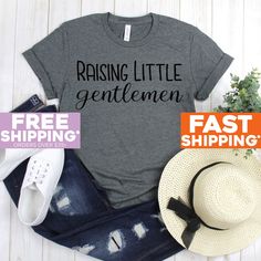 Mom Life Shirt - Raising Little Gentlemen - Trendy Tees - Christmas Gift for mom - Women's Shirt - Mom of Boys Shirts 》》》》FAVORITE OUR SHOP TO GET AMAZING DEALS EVERY WEEK!《《《《 Click Below https://www.etsy.com/shop/GreyisthenewblackCo + Poly/Cotton Blend + Exclusive T-shirt branded unisex tee designed and printed in the USA. + Professionally printed super soft funny and awesome tees. + Our lightweight fitted tees are made from ultra soft ringspun cotton to get that comfortable fit and feel. + Sa Mom Of Boys, Mom Of Boys Shirt, Trendy Tees, Mother Shirts, Christmas Gift For Mom, Mom Life Shirt, Custom Printed Shirts, Trendy Tee, Christmas Gifts For Mom