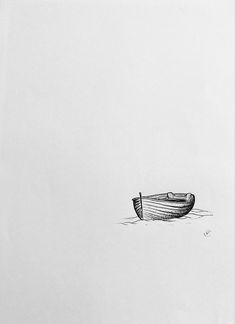 a drawing of a boat floating in the water