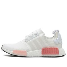 The Adidas NMD R1 W is perfect for athletes or anyone who is on their feet all day. The upper is made of a white ventilated mesh for breathability and includes two shades of pink on the EVA plugs. The midsole is made from Adidas' Boost technology, giving it the best energy return available in a running shoe. So wherever you go, you can do so in comfort and style with the Adidas NMD R1 W! (SNKR/Weave/Women's) White Mesh Sneakers With Boost Midsole, White Mesh Sneakers With Comfortable Midsole, White Athleisure Sneakers With Boost Midsole, White Sporty Sneakers With Boost Midsole, White Mesh Sneakers For Light Sports, White Athleisure Sneakers With Athletic Fit, White Synthetic Athleisure Sneakers, White Athleisure Sneakers, Pink Sporty Running Shoes For Streetwear