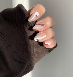 White And Brown Aesthetic, Brown Aesthetic Nails, Uñas Aesthetic, Colorful Nail, Neutral Nails