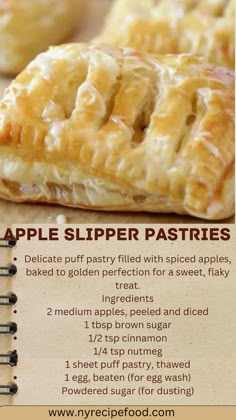 the recipe for apple slippery pastries is shown