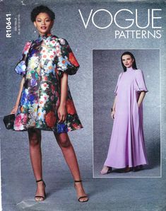 Uncut vogue sewing pattern 10641 1723 Loose-Fitting Lined Pullover Dress Stand Up Collar Side Seam Pockets Sz 8-16 or 16-24 FF UNCUT, complete, factory folded, UNUSED condition. Gathered Skirt Pattern, Sewing Patterns Plus Size, Maternity Dress Pattern, Sewing Wardrobe, Vintage Fashion Design, Sewing Pattern For Beginners, Evening Dress Sewing Patterns, Skirt Sewing Patterns, Making My Own Clothes