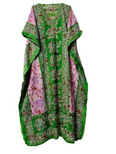 Green-Long-Kaftan-dress-Hippy-Boho-Maxi-Plus-Size-Women-Caftan-Tunic-Dress-Night | eBay Green Tunic Kaftan For Festive Occasions, Traditional Green Floral Print Kaftan, Traditional Green Floral Kaftan, Green Bohemian Kaftan For Festive Occasions, Traditional Green Maxi Length Kaftan, Long Green Festive Kaftan, Green Tunic Kaftan For Festivals, Green Maxi-length Kaftan For Festivals, Green Maxi Length Kaftan For Festivals