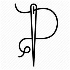 a black and white image of the letter p with a snake on it's tail