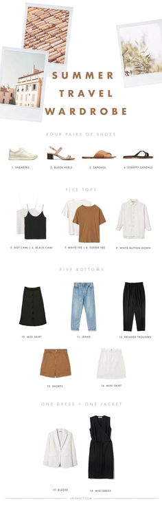 summer travel wardrobe with Everlane Travel Wardrobe Summer, Travel Capsule Wardrobe Summer, Vacation Fashion, 30 Outfits, Fashion Capsule Wardrobe, Travel Capsule Wardrobe, Mommy Bag, Travel Outfit Summer, Summer Capsule Wardrobe