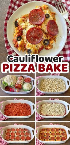 the steps to make a pizza bake with different toppings on top and bottom