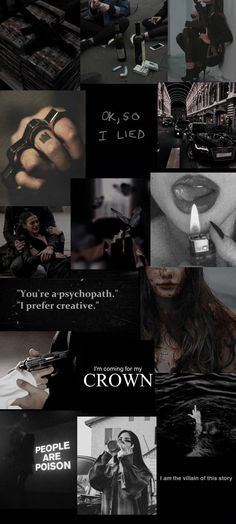 a collage of photos with the words crown and images in black, white and grey